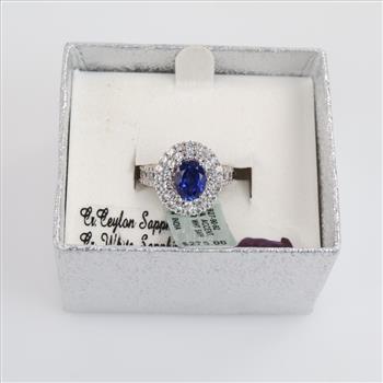 Sterling Silver Blue And Clear Sapphire Accented Ring
