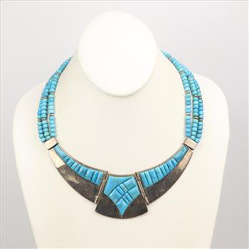 Sterling Silver Blue Bead Necklace