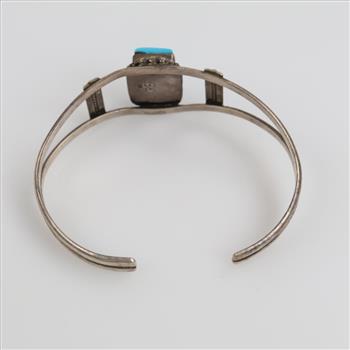 Sterling Silver Blue Stone Cuff Bracelet