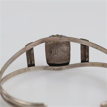 Sterling Silver Blue Stone Cuff Bracelet