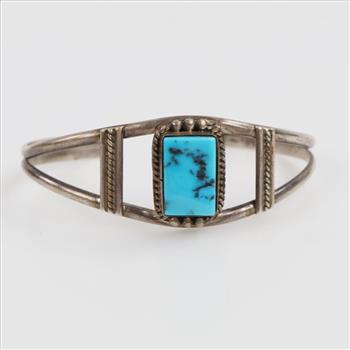 Sterling Silver Blue Stone Cuff Bracelet