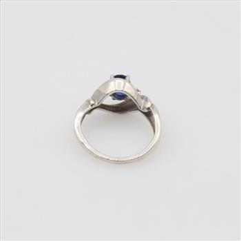 Sterling Silver Blue Stone Diamond Accent Ring