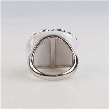 Sterling Silver Blue Stone Diamond Accent Ring