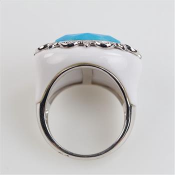 Sterling Silver Blue Stone Diamond Accent Ring