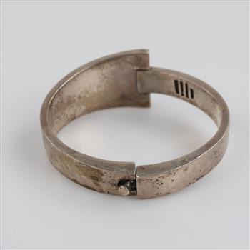Sterling Silver Blue Stone Inlay Bangle Bracelet