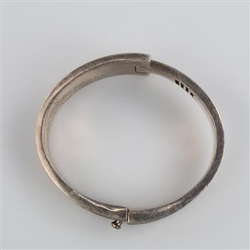 Sterling Silver Blue Stone Inlay Bangle Bracelet