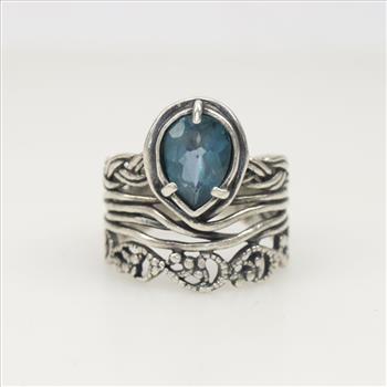 Sterling Silver Blue Tear Drop Stone Ring | Property Room