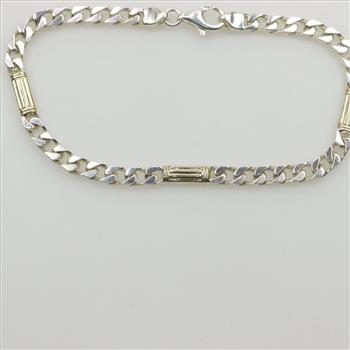 Sterling Silver Bracelet With 18kt Gold Accent