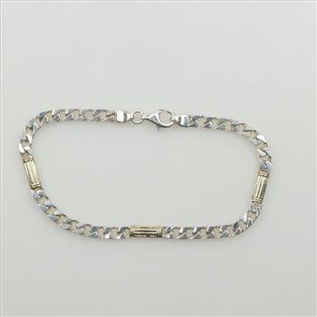 Sterling Silver Bracelet With 18kt Gold Accent