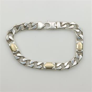Sterling Silver Bracelet With 18kt Gold Accent