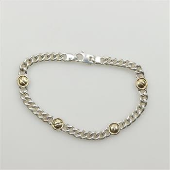 Sterling Silver Bracelet With 18kt Gold Accent
