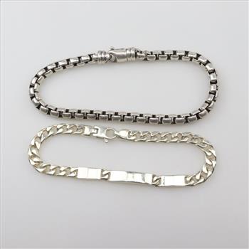 Sterling Silver Bracelets, 2 Pieces