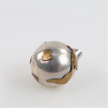 Sterling Silver Brass Accent Globe Bell Pendant