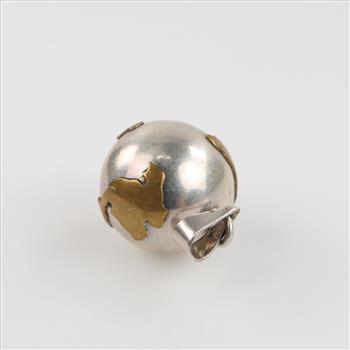 Sterling Silver Brass Accent Globe Bell Pendant