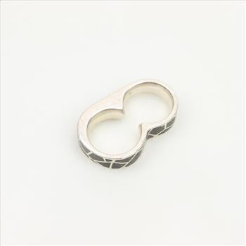 Sterling Silver Brown Stone Inlay Double Finger Ring