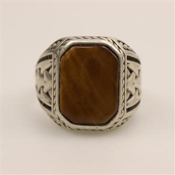 Sterling Silver Brown Stone Ring