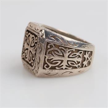 Sterling Silver Carved Signet Ring