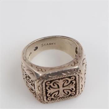 Sterling Silver Carved Signet Ring
