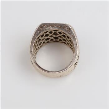 Sterling Silver Carved Signet Ring