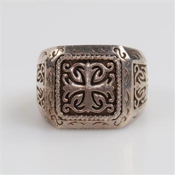 Sterling Silver Carved Signet Ring