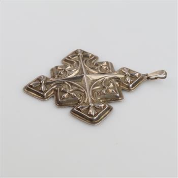 Sterling Silver Christmas Hollow Cross Pendant