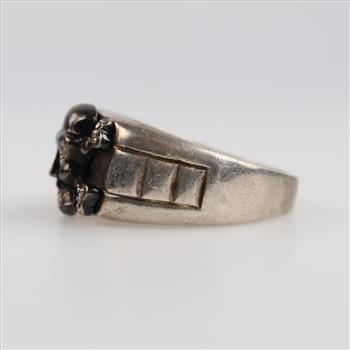 Sterling Silver Clear Stone Accent Skull Ring