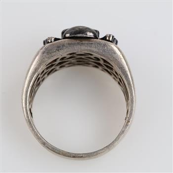 Sterling Silver Clear Stone Accent Skull Ring