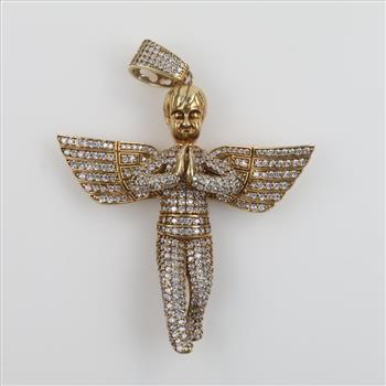 Sterling Silver Clear Stone Angel Pendant