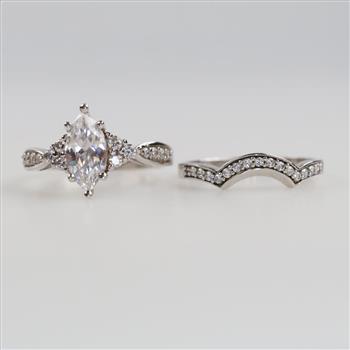 Sterling Silver Clear Stone Bridal Set