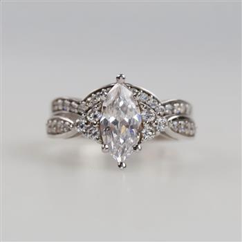 Sterling Silver Clear Stone Bridal Set