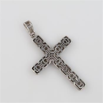 Sterling Silver Clear Stone Cross Pendant