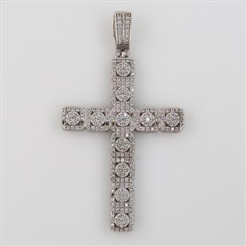 Sterling Silver Clear Stone Cross Pendant