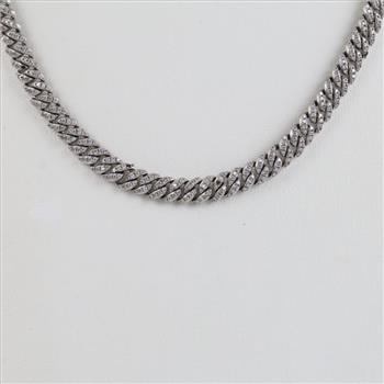 Sterling Silver Clear Stone Cuban Chain Necklace