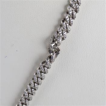 Sterling Silver Clear Stone Cuban Chain Necklace