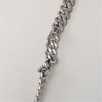 Sterling Silver Clear Stone Cuban Chain Necklace