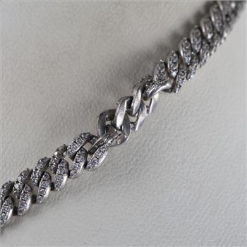 Sterling Silver Clear Stone Cuban Chain Necklace