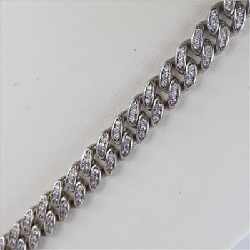 Sterling Silver Clear Stone Cuban Chain Necklace