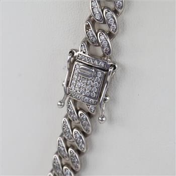 Sterling Silver Clear Stone Cuban Chain Necklace