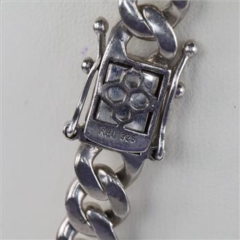 Sterling Silver Clear Stone Cuban Chain Necklace