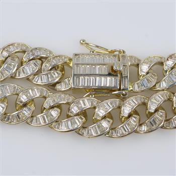 Sterling Silver Clear Stone Curb Chain Bracelet