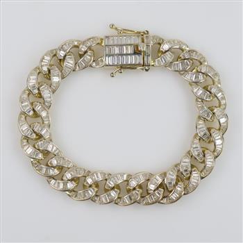 Sterling Silver Clear Stone Curb Chain Bracelet