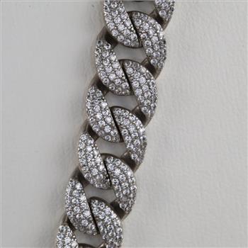Sterling Silver Clear Stone Curb Chain Necklace