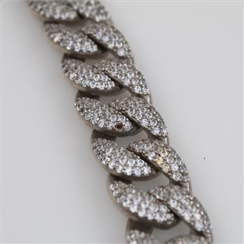 Sterling Silver Clear Stone Curb Chain Necklace