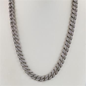 Sterling Silver Clear Stone Curb Chain Necklace
