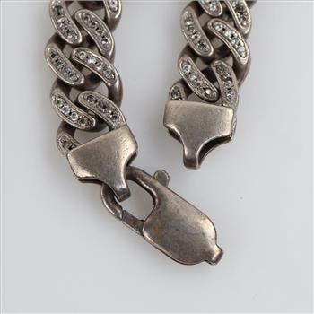 Sterling Silver Clear Stone Curb Chain Necklace
