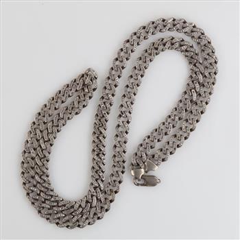 Sterling Silver Clear Stone Curb Chain Necklace