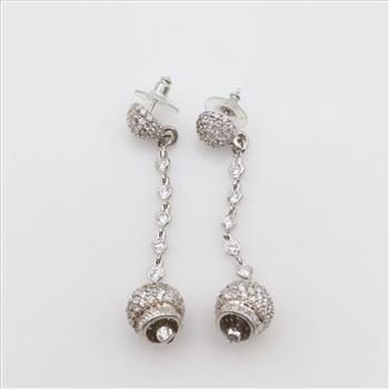 Sterling Silver Clear Stone Dangle Earrings