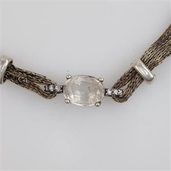 Sterling Silver Clear Stone Double Strand Bracelet