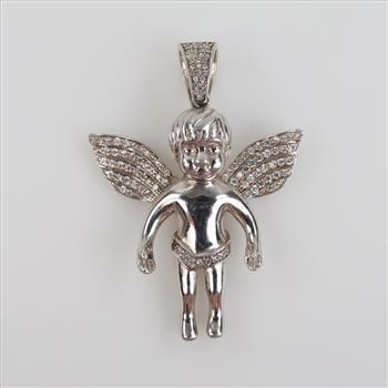 Sterling Silver Clear Stone Hollow Pendant