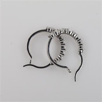 Sterling Silver Clear Stone Hoop Earrings